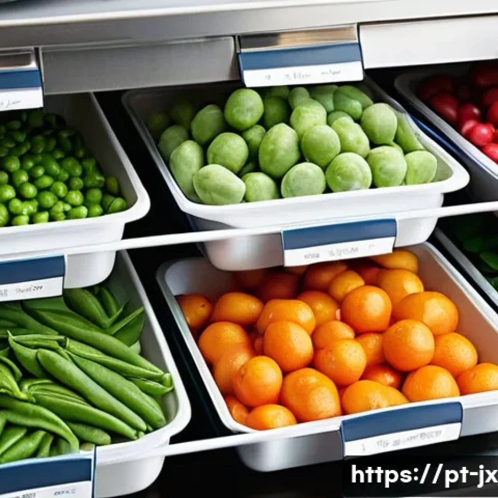 다양한 레시피 보존 방법의 장단점 - **Prompt 1: Efficient Home Food Preservation - Freezing and Organization**
A bright, clean, and ...
