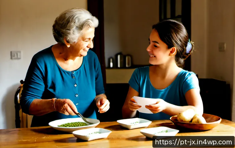 Home 13 세대 간 레시피 보존을 위한 가이드라인 - Photorealistic multigenerational Portuguese family in a sunlit home kitchen, grandmother and teenage...